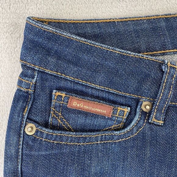 Dolce & Gabbana D&G Jeans Women 24 Blue Cute Slim Straight Back Logo Designer‎ - Picture 3 of 15